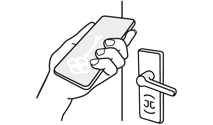 icon showing a smartphone on a door handle