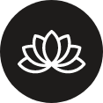 Icône noire d'une fleur de lotus