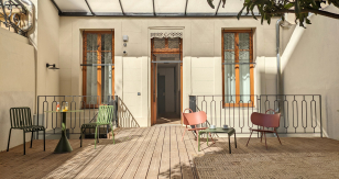 Sunny terrace and garden at Maison Juste in Marseille